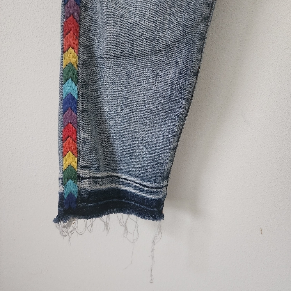 Driftwood for Anthropologie Jackie Rainbow Embroidered Skinny Jeans Size 26 - Picture 7 of 14